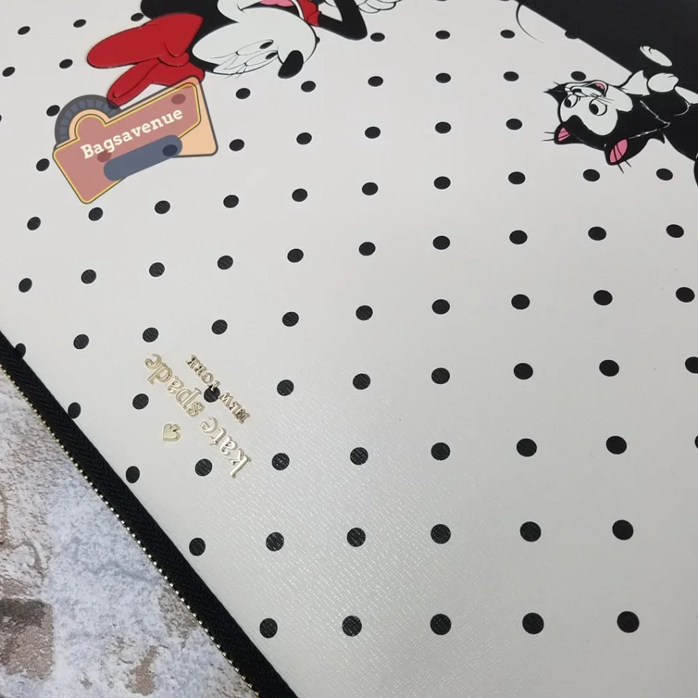 Minnie Mouse Universal Laptop Sleeve Polka Black Dot White Disney Kate Spade